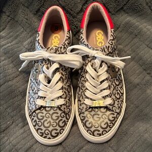 GBG Los Angeles Monogram Sneakers with Red and White Accents size 8